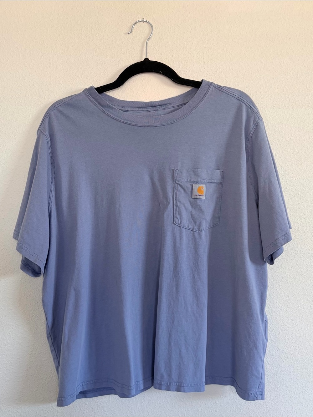 Carhartt Women’s Short Sleeve Loose Fit Pocket T-Shirt in Light Blue